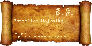 Bartalics Hajnalka névjegykártya